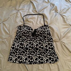 Black and White Women's Swim One Piece